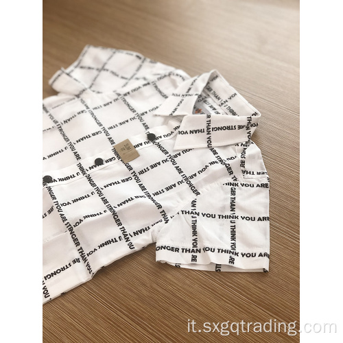 Camicia per bambini a maniche corte con stampa pulita di nuova moda